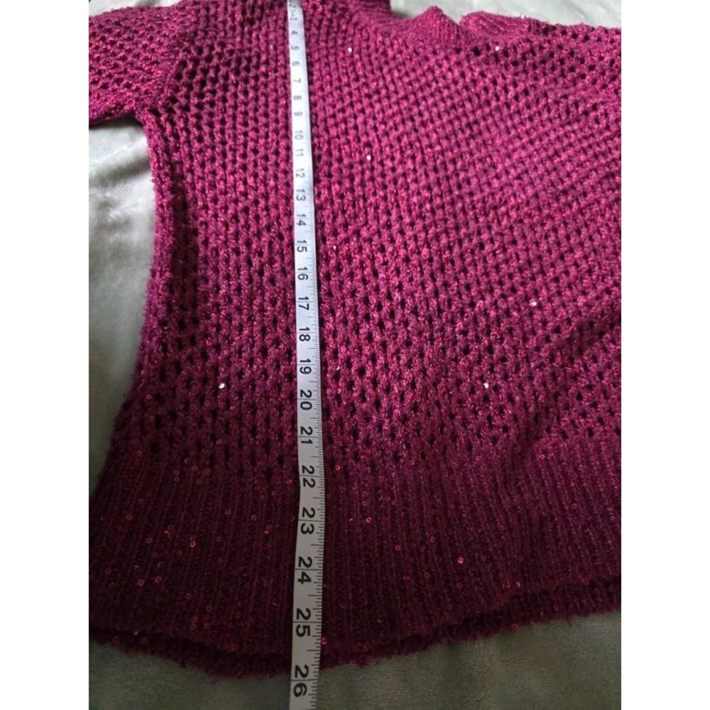 Jessica Simpson Burgundy Sequin Open Knit Sweater – Size S (Ovesize) - Picture 11 of 11